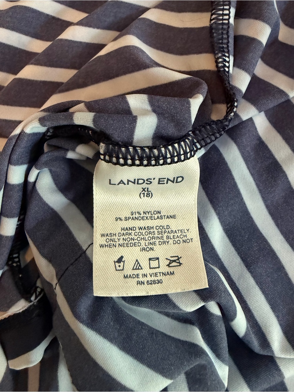 Lands' End Navy and White Striped Hooded Rash Guard - Picture 5 of 5
